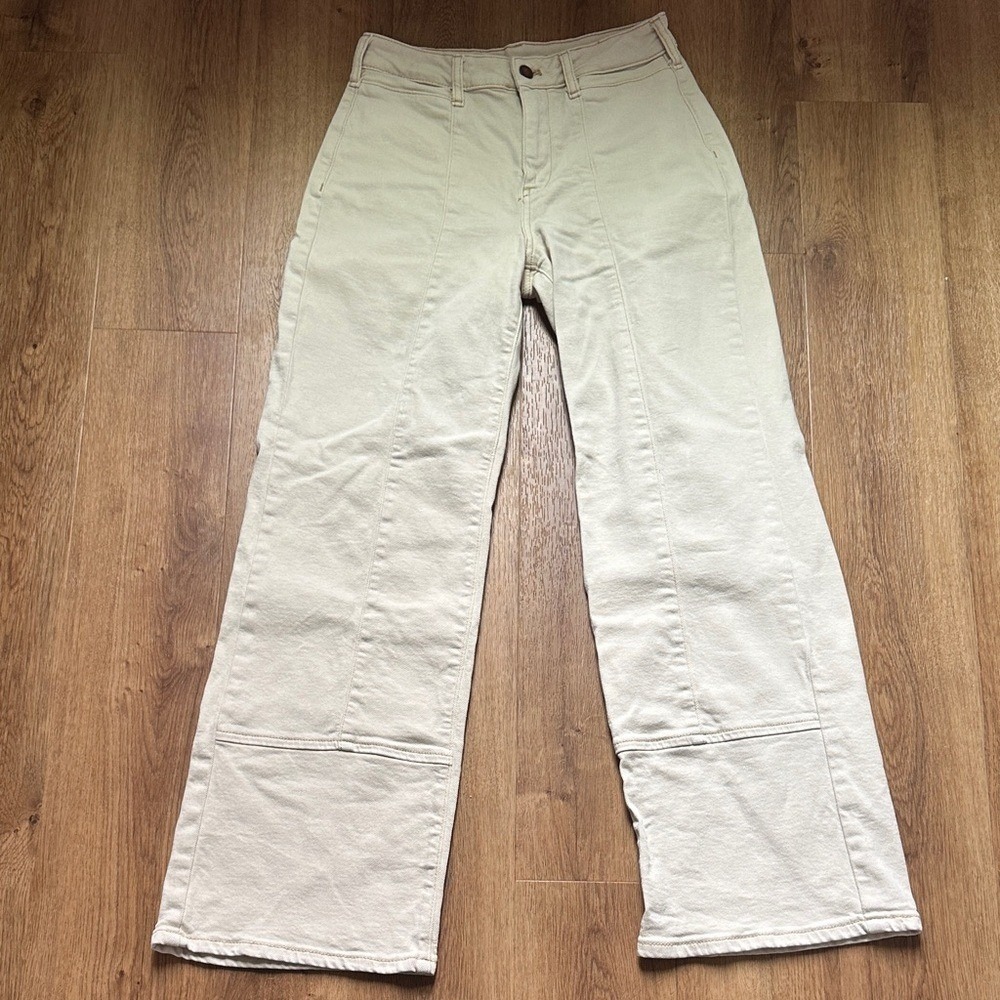 Anthropologie Pilcro High‎ Rise Tapered Jean in Cream Size 25